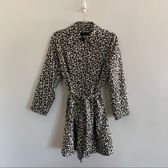 Maje Guillaume Leopard-print Stretch cotton Trench Coat Size 40 - Picture 7 of 14